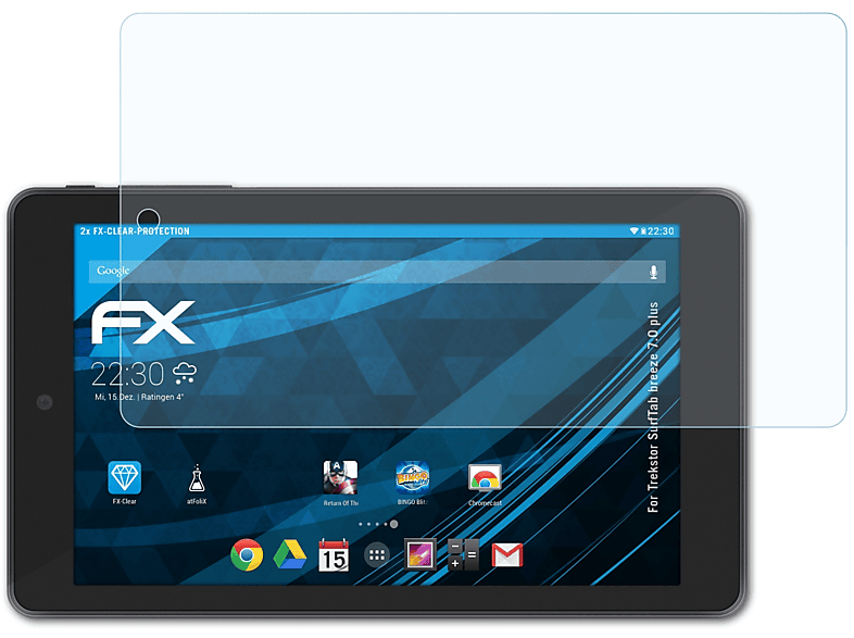 ATFOLIX 2x FX-Clear Displayschutz(für Trekstor SurfTab breeze 7.0 plus)