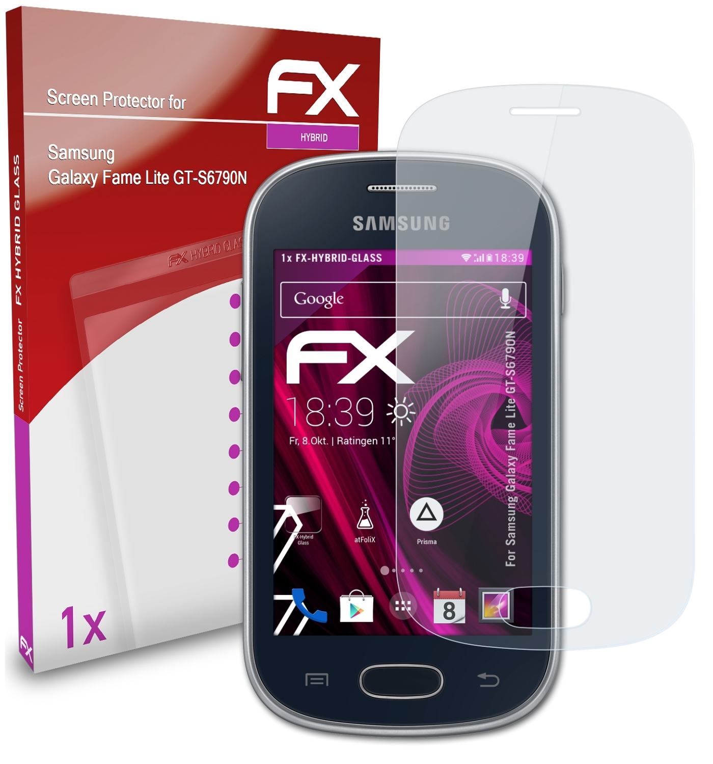 ATFOLIX FX-Hybrid-Glass Galaxy Fame Samsung Schutzglas(für Lite (GT-S6790N))