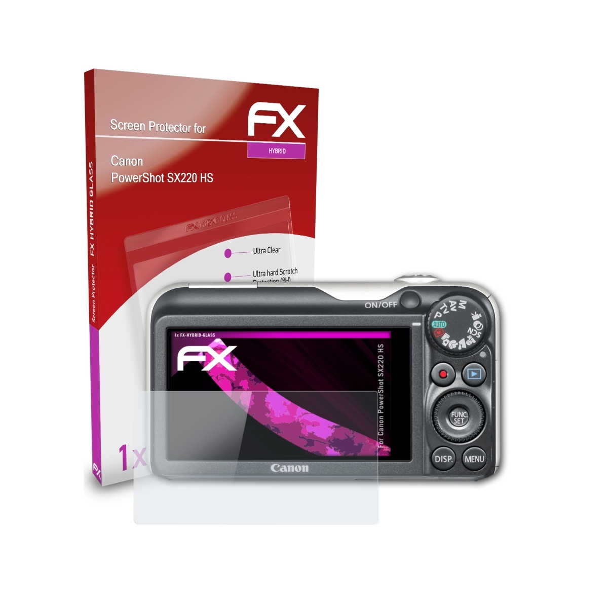ATFOLIX FX-Hybrid-Glass Schutzglas(für HS) SX220 PowerShot Canon