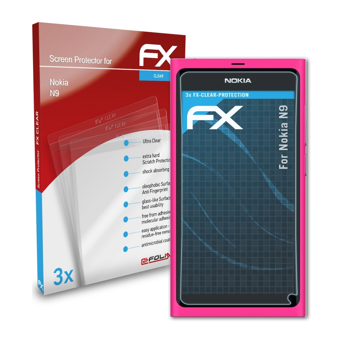 Nokia ATFOLIX 3x FX-Clear Displayschutz(für N9)