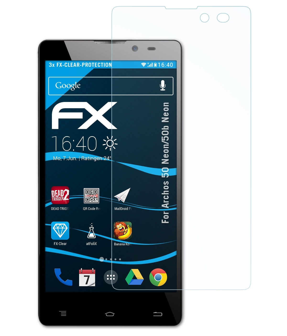 ATFOLIX 3x FX-Clear 50 Displayschutz(für Neon/50b Archos Neon)