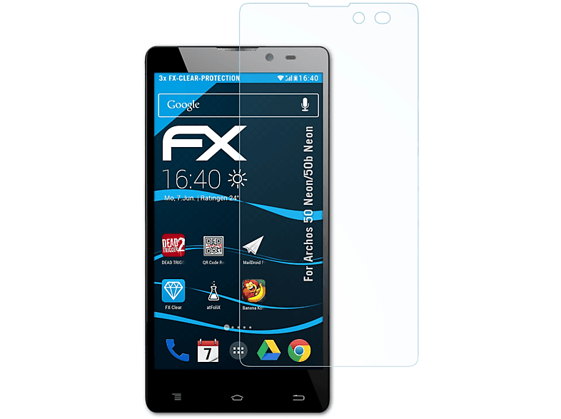 3x Archos Neon) 50 Neon/50b FX-Clear ATFOLIX Displayschutz(für