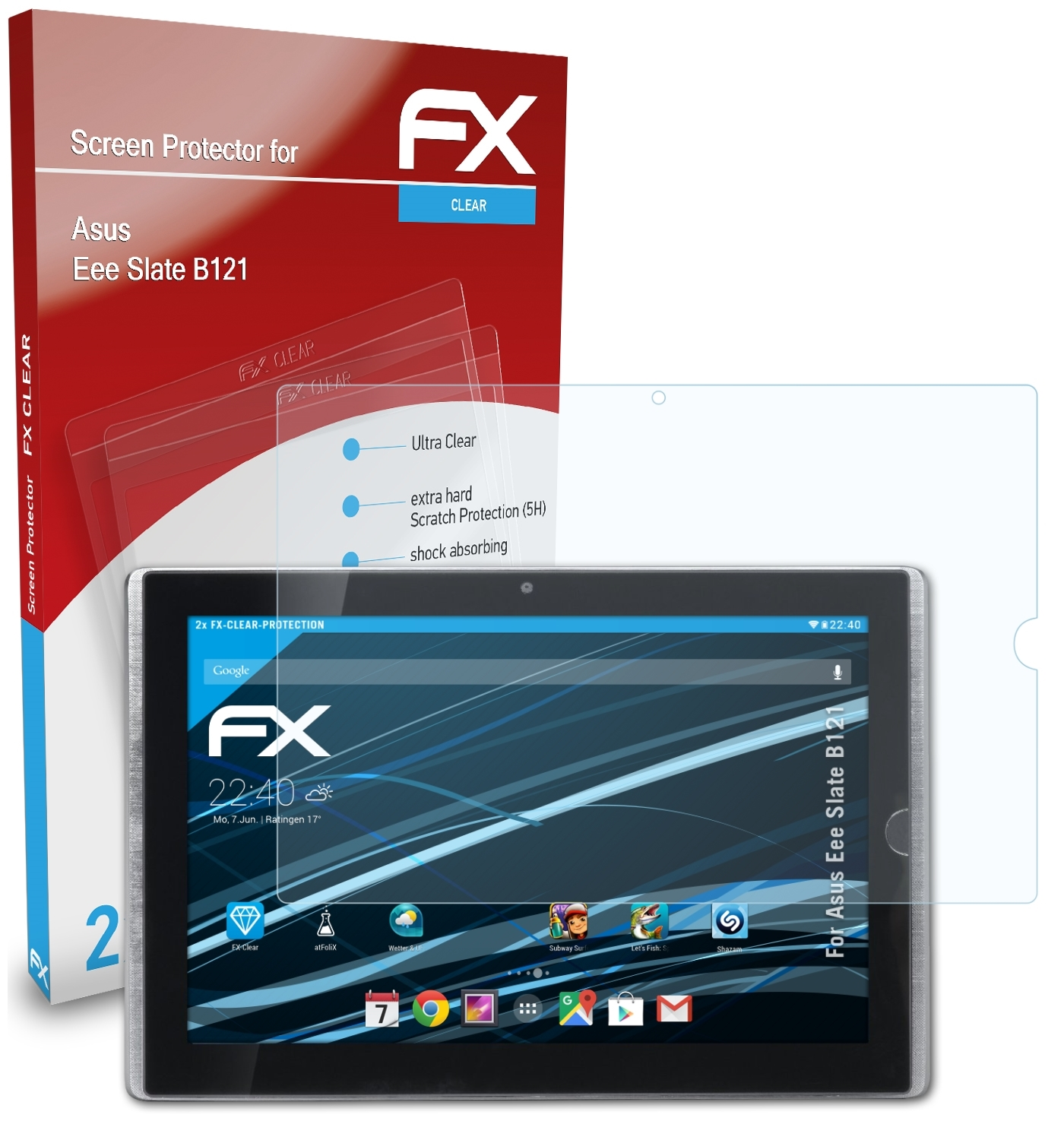 2x FX-Clear Displayschutz(für Eee B121) Asus ATFOLIX Slate