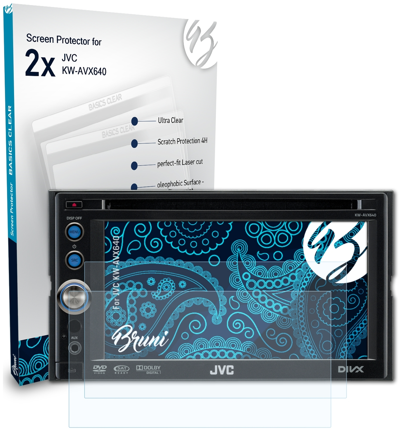 BRUNI Basics-Clear JVC 2x KW-AVX640) Schutzfolie(für