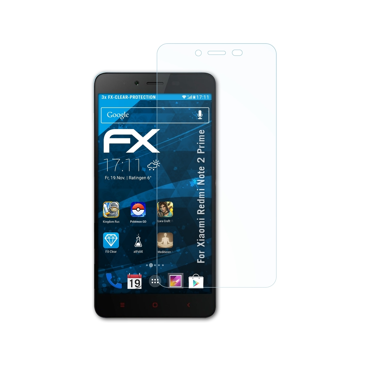 FX-Clear Xiaomi 2 (Prime)) 3x Displayschutz(für ATFOLIX Note Redmi