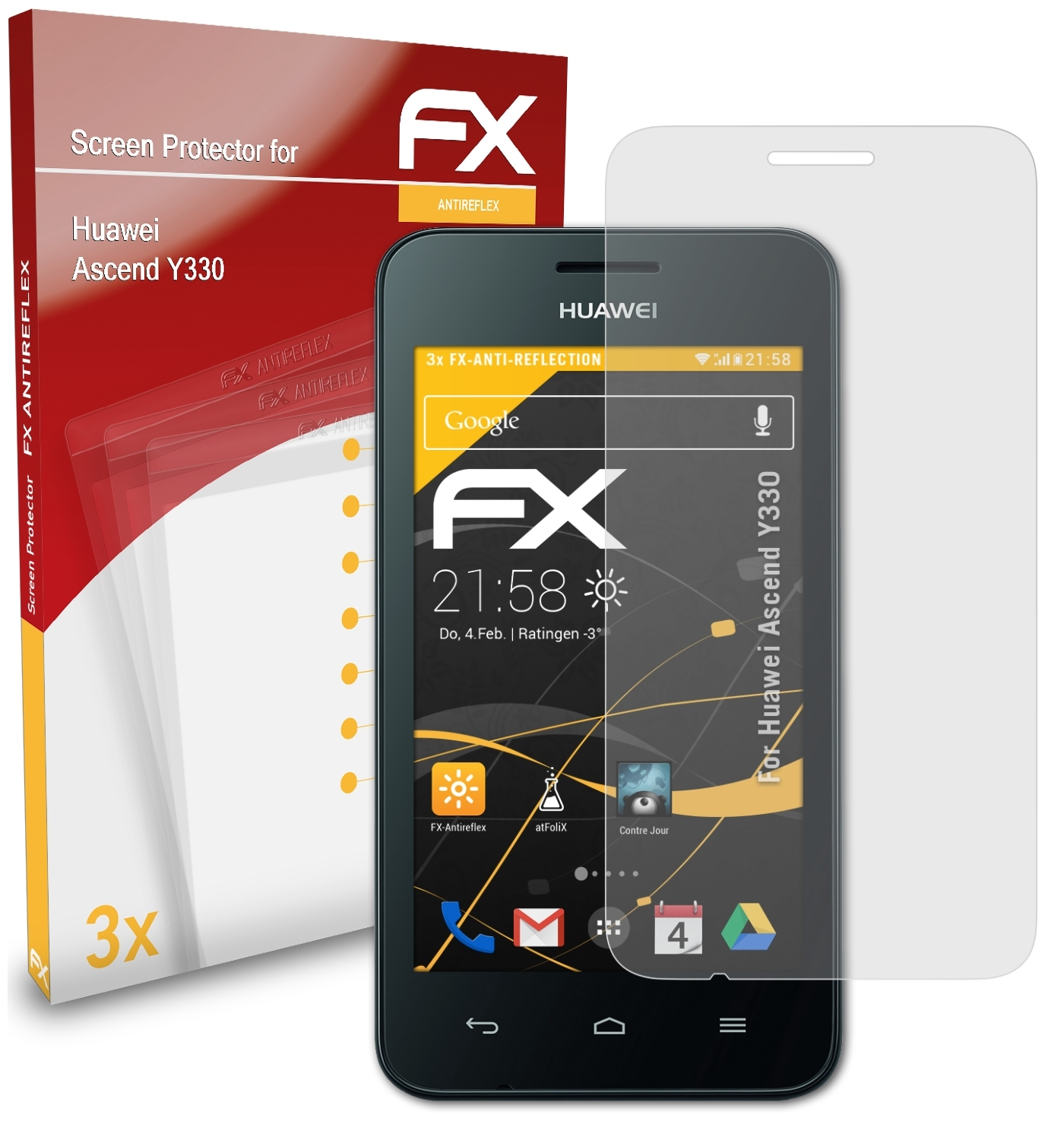 Displayschutz(für Ascend Y330) FX-Antireflex Huawei 3x ATFOLIX