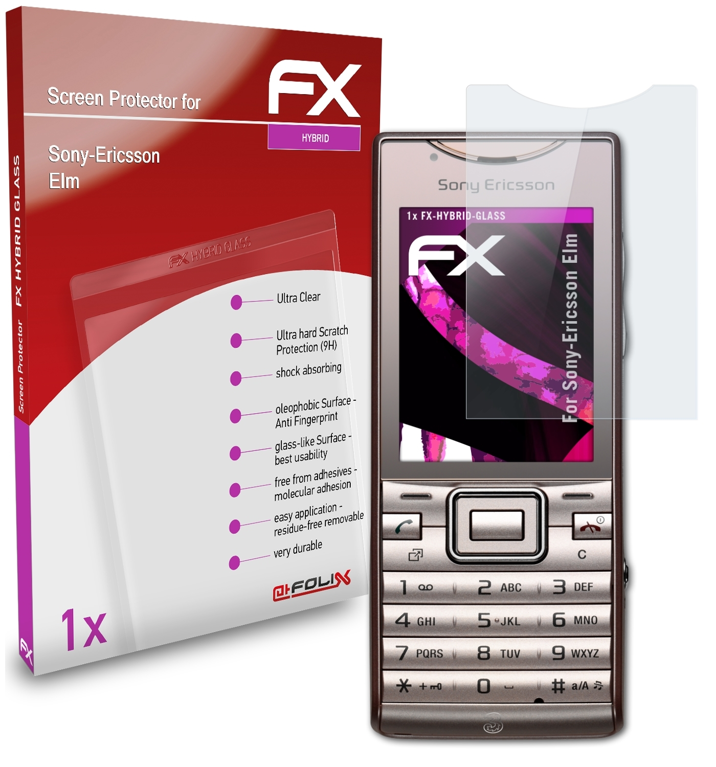 Sony-Ericsson ATFOLIX FX-Hybrid-Glass Elm) Schutzglas(für