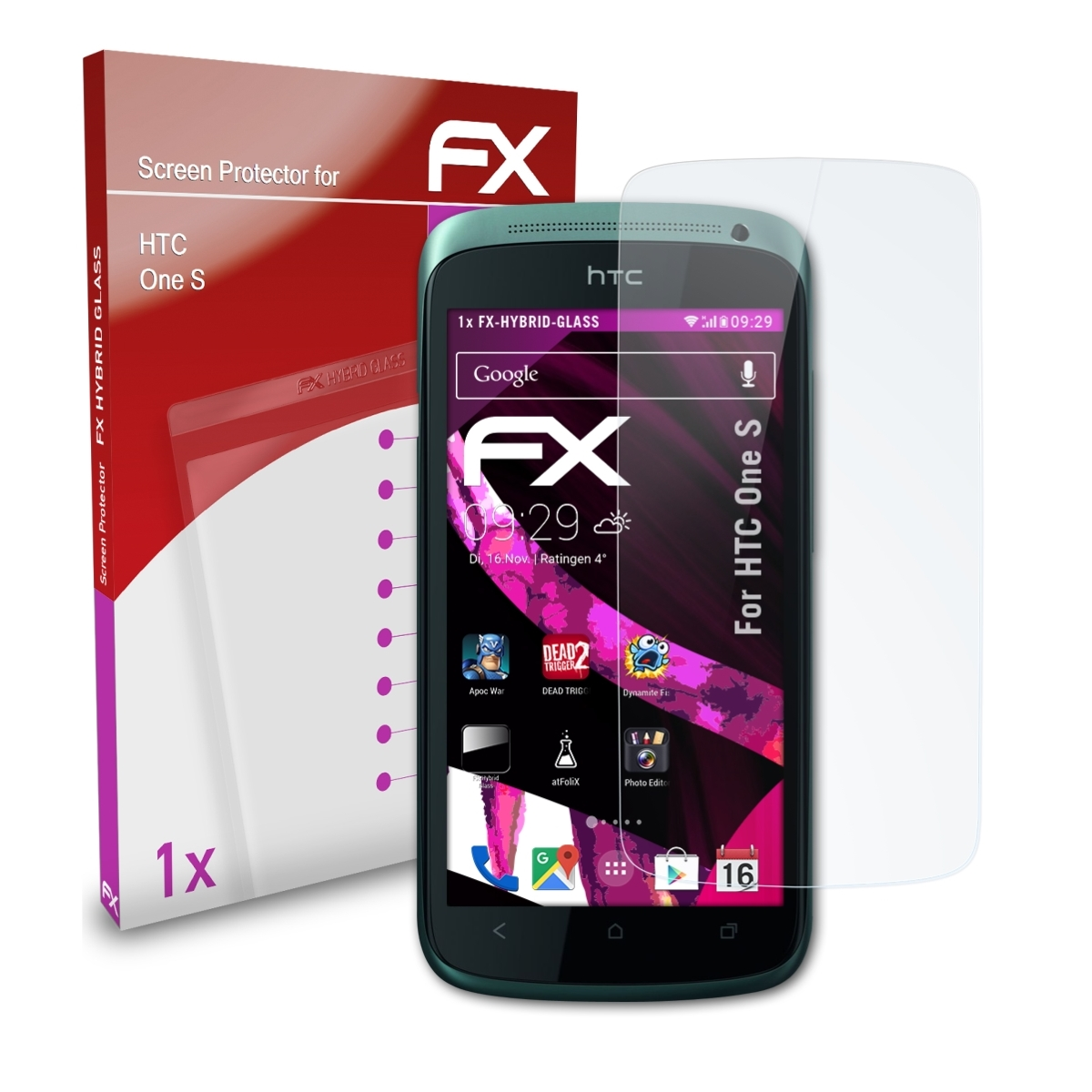 ATFOLIX HTC Schutzglas(für S) FX-Hybrid-Glass One