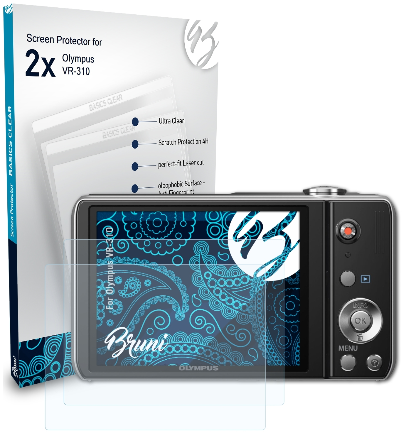 BRUNI 2x Basics-Clear VR-310) Schutzfolie(für Olympus