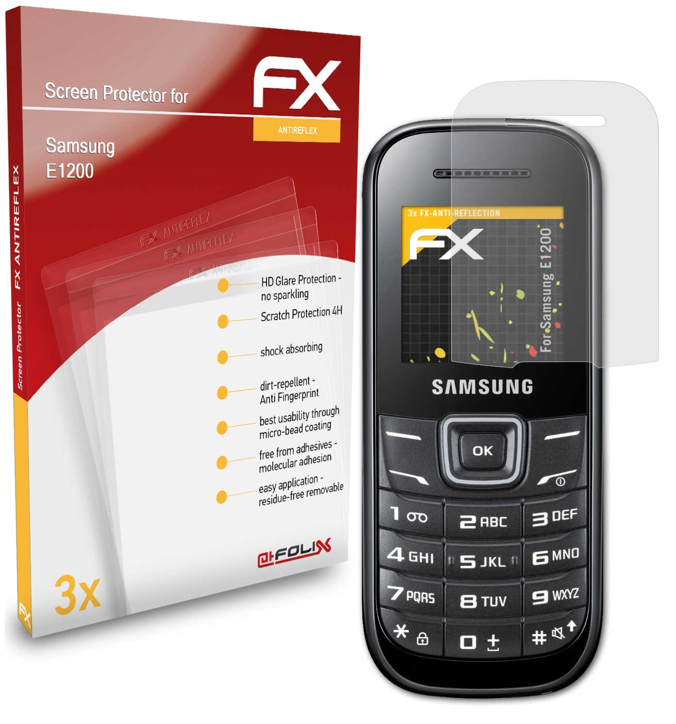 ATFOLIX FX-Antireflex Samsung 3x Displayschutz(für E1200)