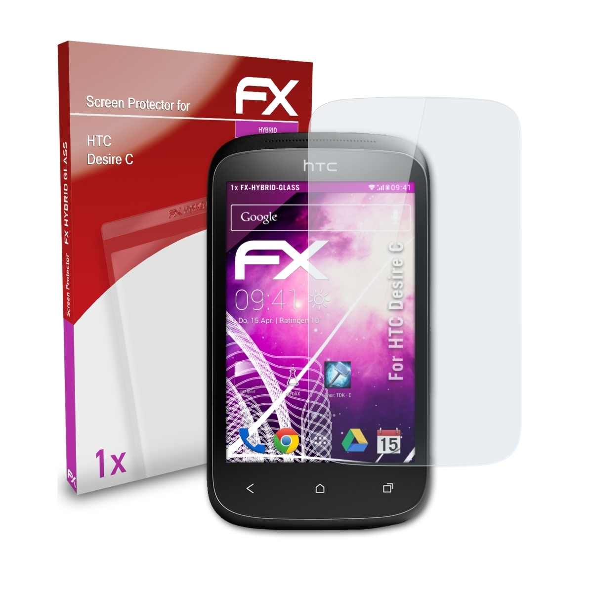 ATFOLIX FX-Hybrid-Glass Schutzglas(für Desire HTC C)