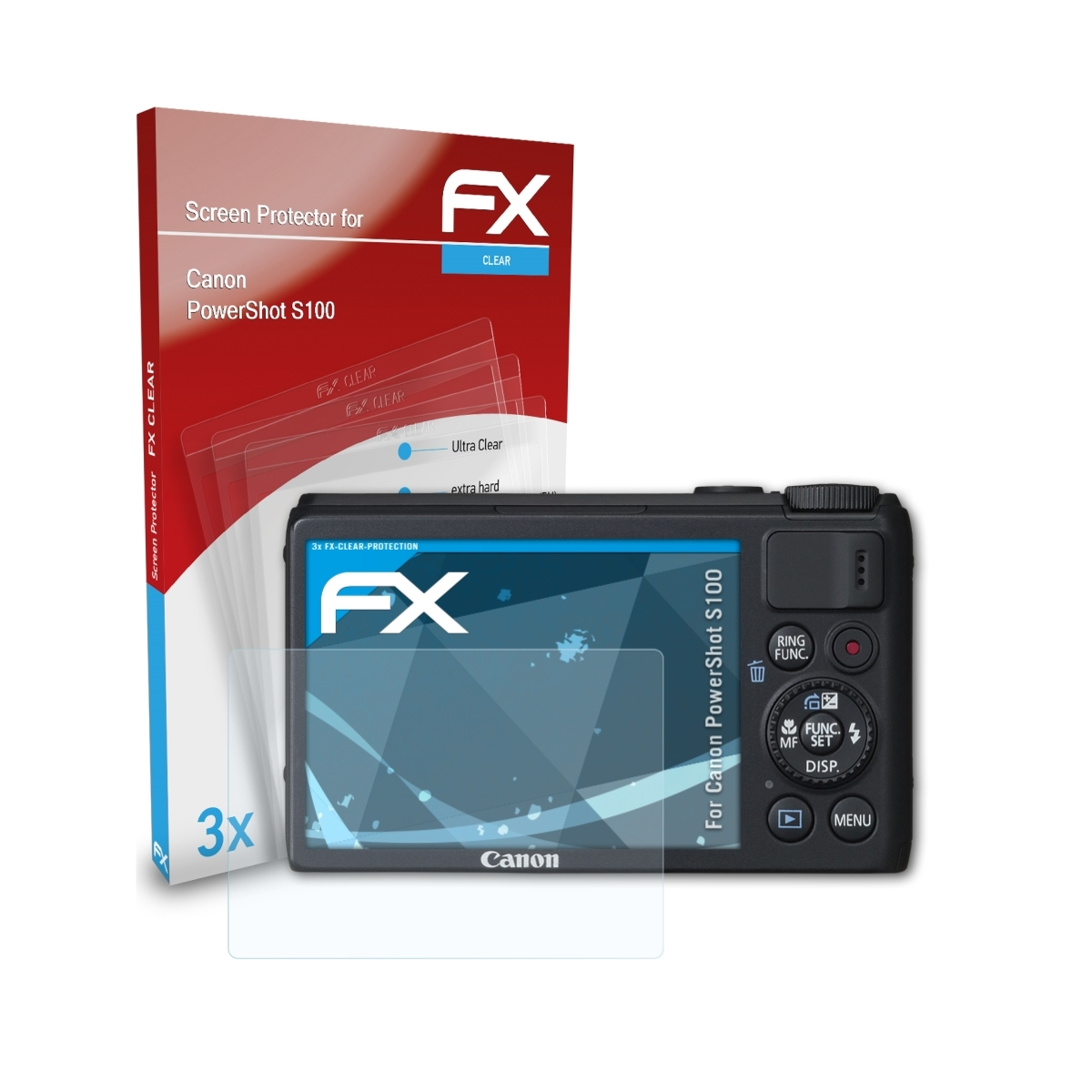 FX-Clear Displayschutz(für 3x PowerShot Canon ATFOLIX S100)