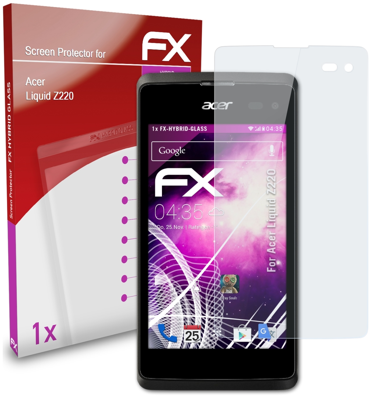 ATFOLIX FX-Hybrid-Glass Schutzglas(für Acer Liquid Z220)