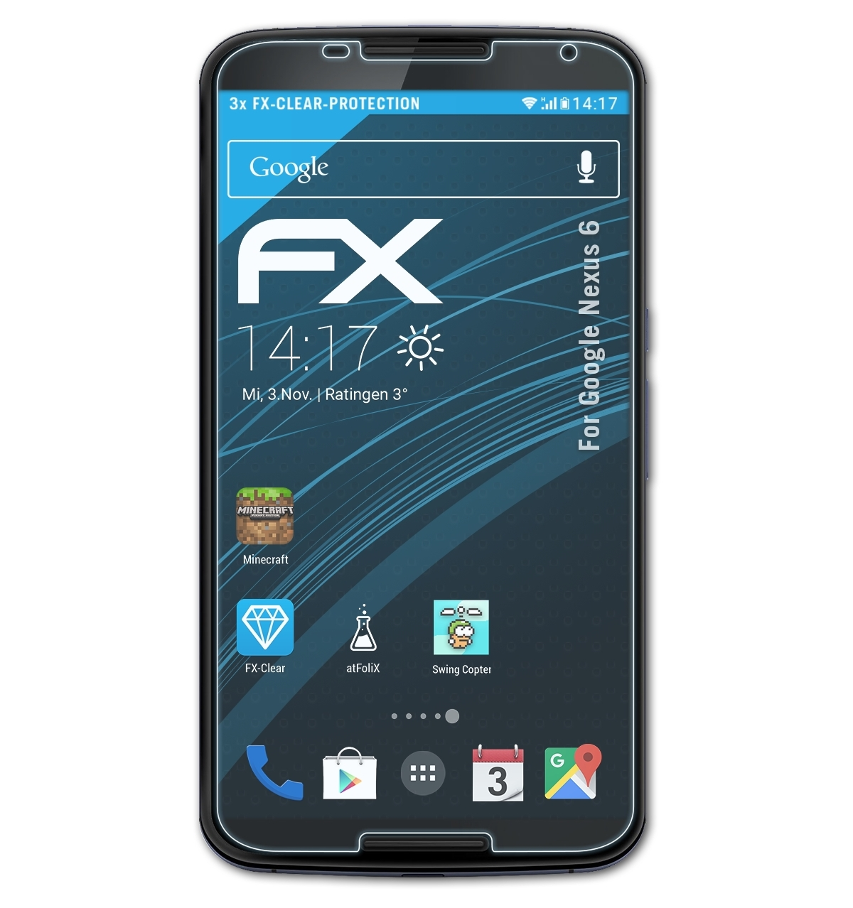 ATFOLIX 3x Nexus FX-Clear Displayschutz(für 6) Google
