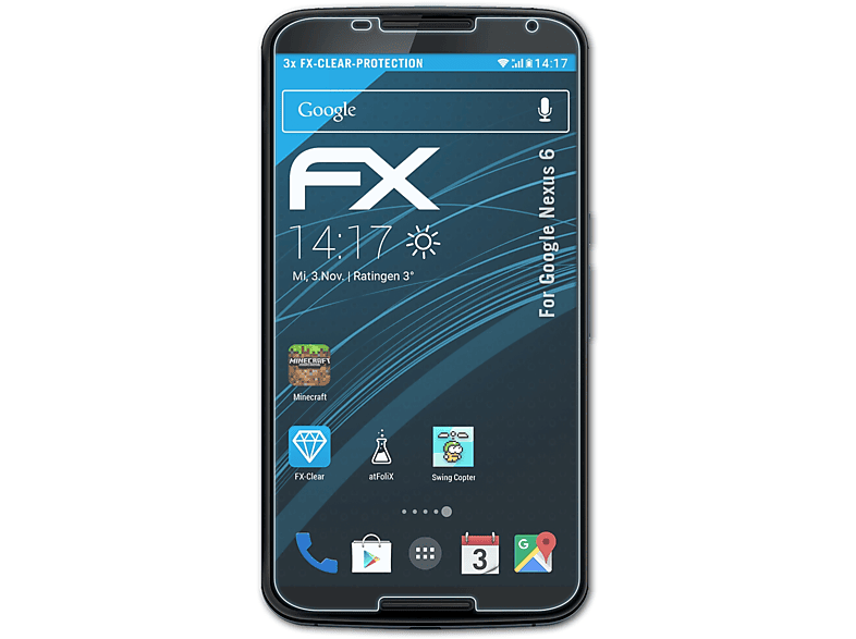ATFOLIX 3x FX-Clear 6) Displayschutz(für Google Nexus
