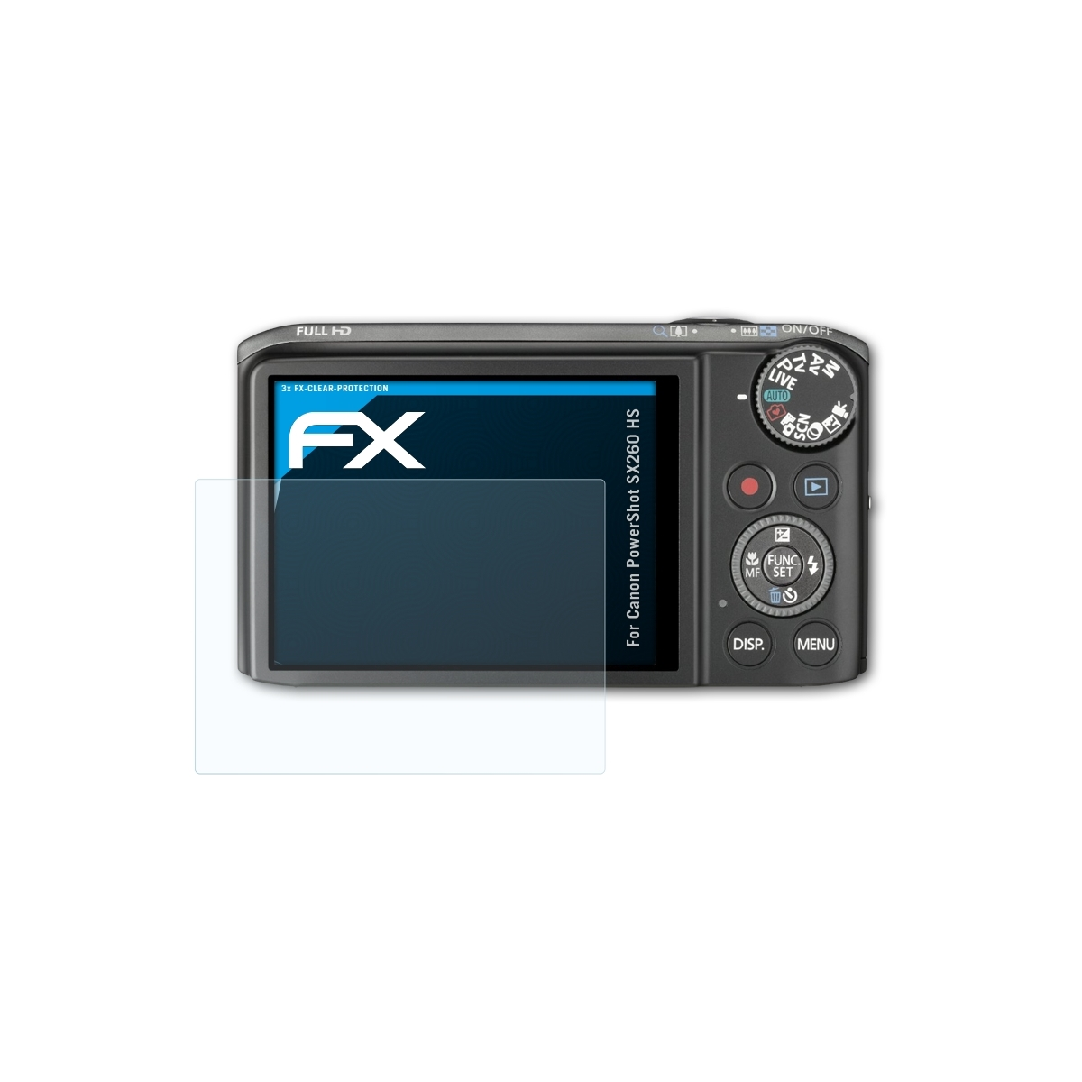 ATFOLIX 3x FX-Clear Displayschutz(für Canon SX260 PowerShot HS)