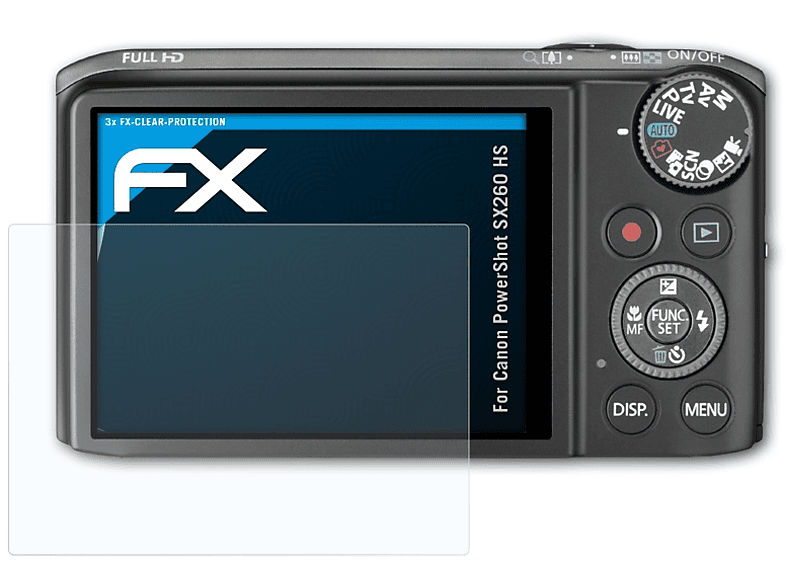 3x FX-Clear HS) Displayschutz(für ATFOLIX PowerShot Canon SX260