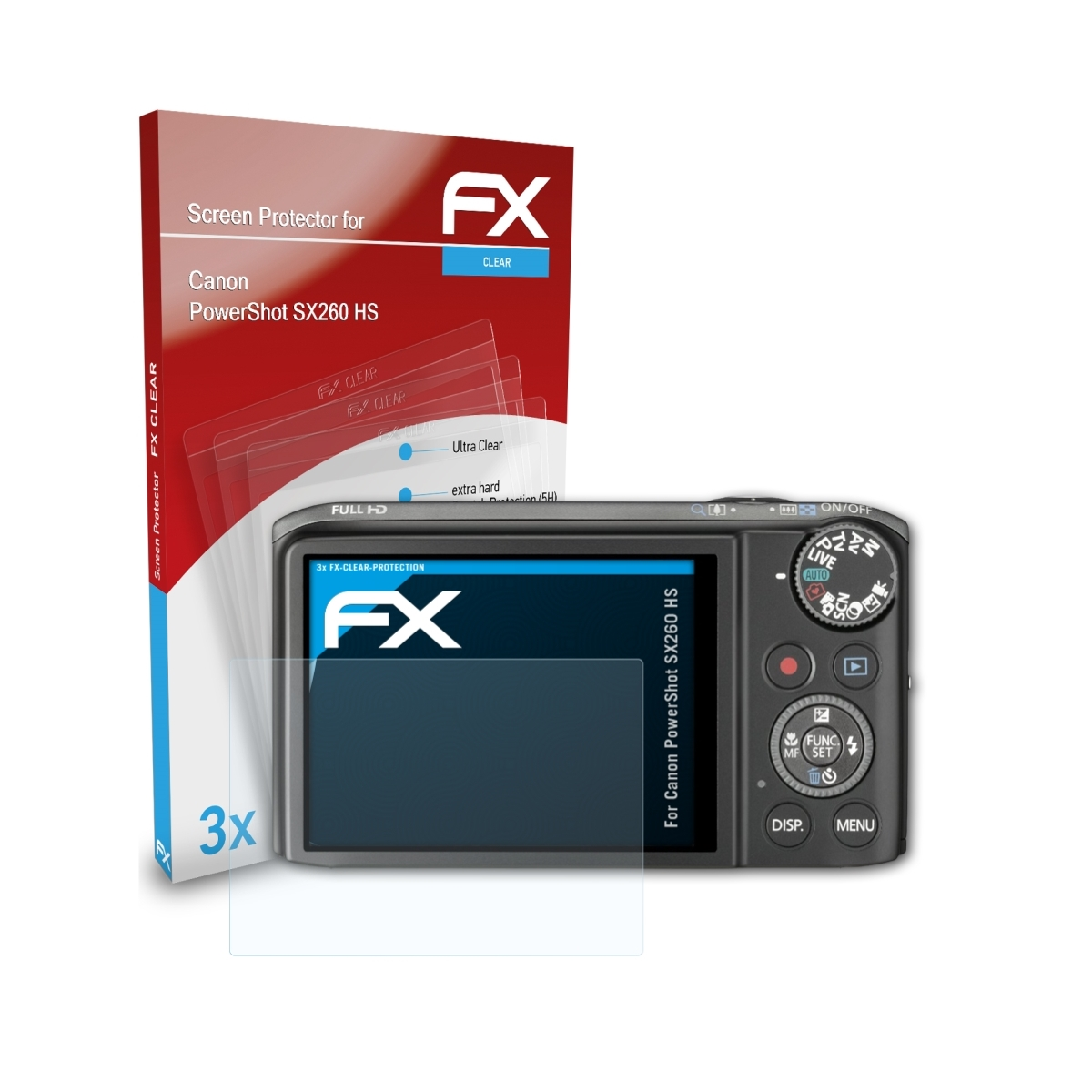 Displayschutz(für FX-Clear Canon SX260 ATFOLIX 3x PowerShot HS)