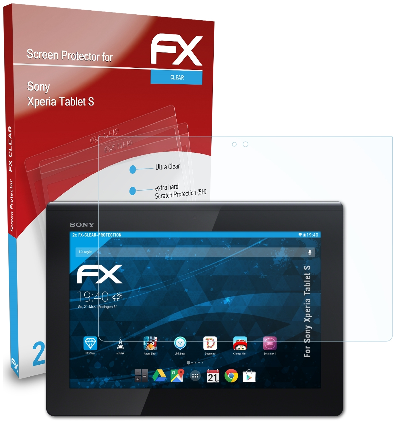 2x ATFOLIX Displayschutz(für FX-Clear Xperia S) Tablet Sony