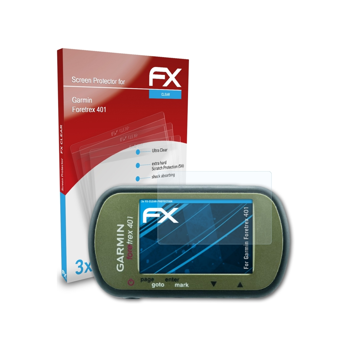 ATFOLIX 3x Displayschutz(für FX-Clear Garmin Foretrex 401)
