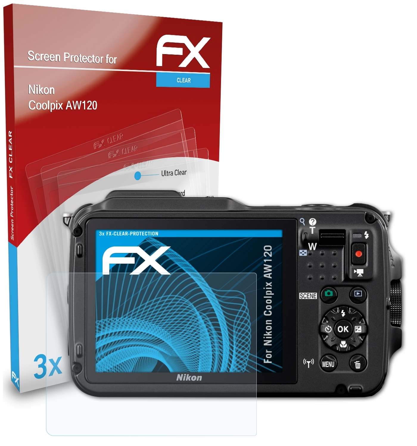 ATFOLIX 3x FX-Clear Displayschutz(für Nikon Coolpix AW120)
