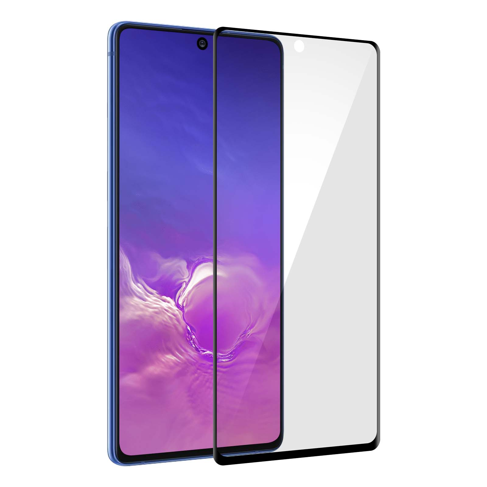 Samsung Gehärtetes Rand AVIZAR Galaxy Schwarz mit Lite) Glas-Folien(für S10 Glas 9H Härtegrad, Schutzfolie