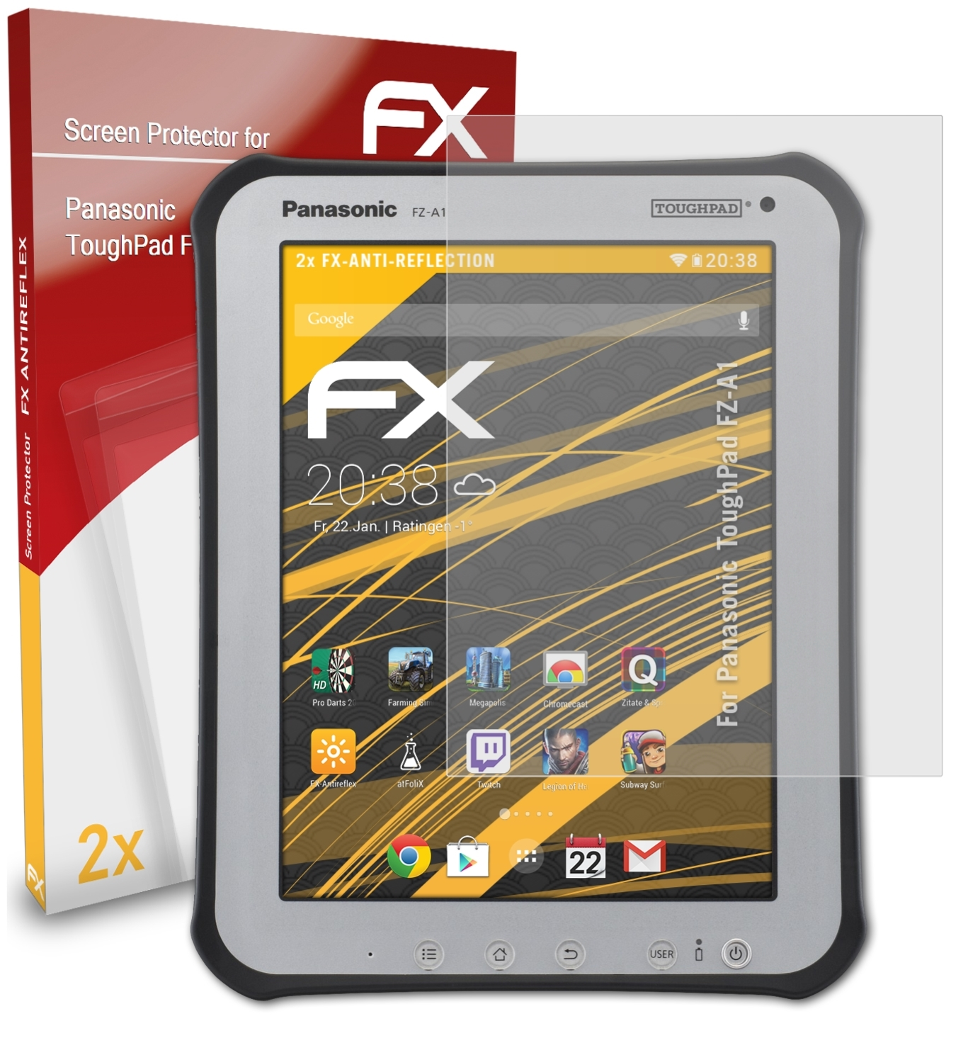 ATFOLIX 2x ToughPad Panasonic FZ-A1) Displayschutz(für FX-Antireflex