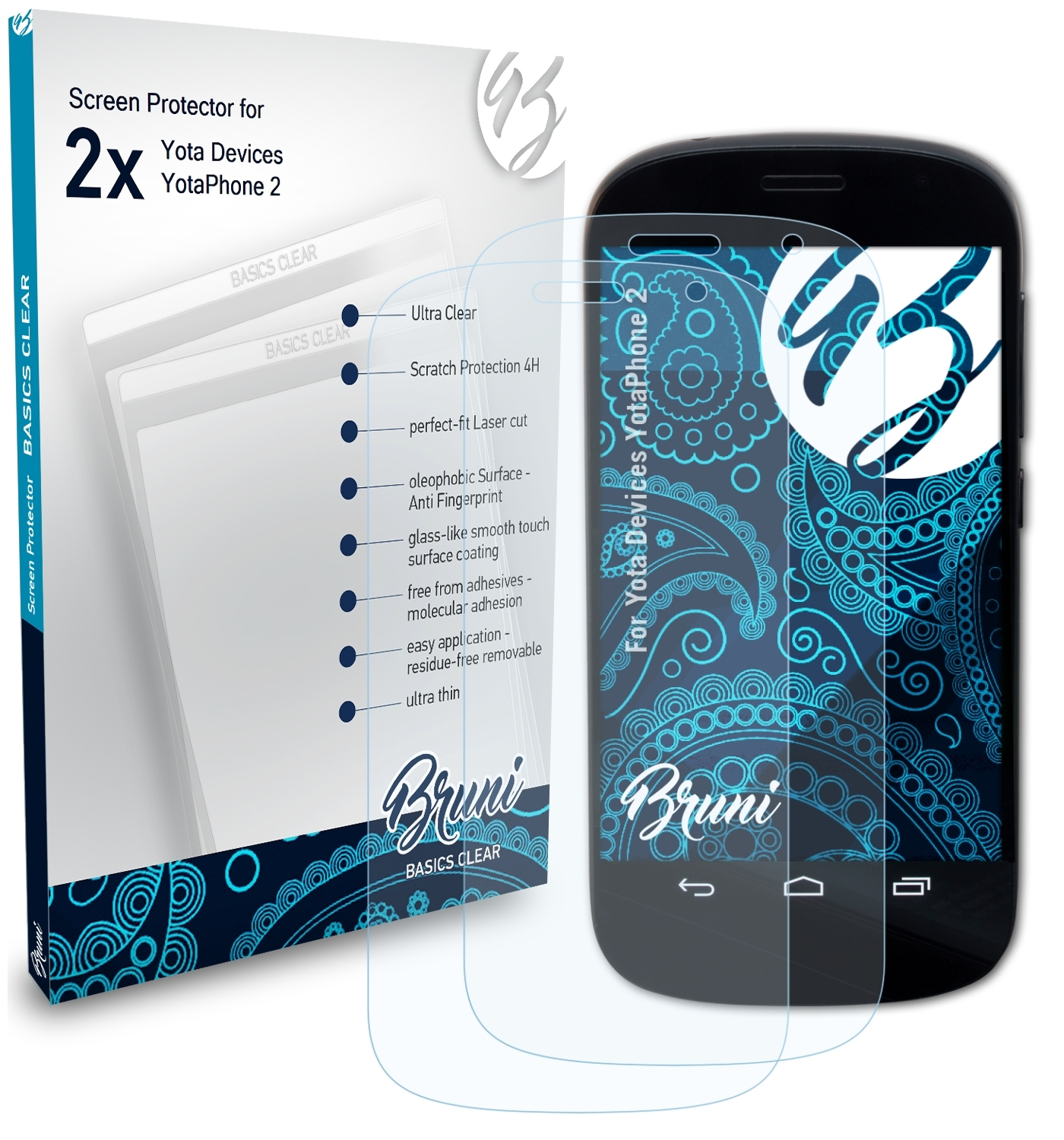2) Basics-Clear YotaPhone Devices BRUNI Schutzfolie(für 2x Yota