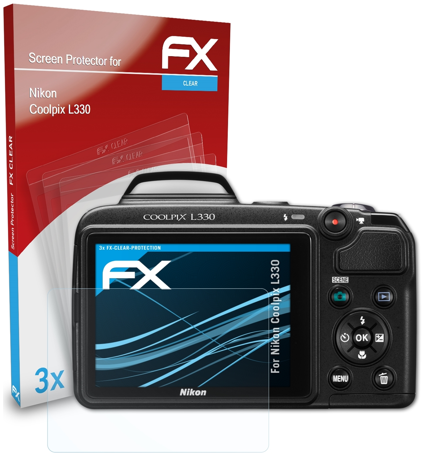 ATFOLIX 3x FX-Clear Displayschutz(für Nikon L330) Coolpix