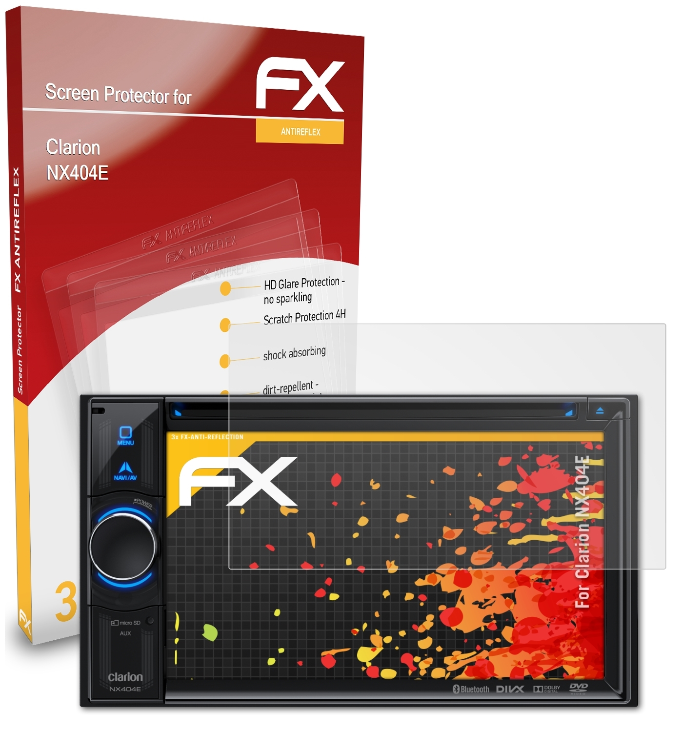 ATFOLIX 3x FX-Antireflex Clarion Displayschutz(für NX404E)