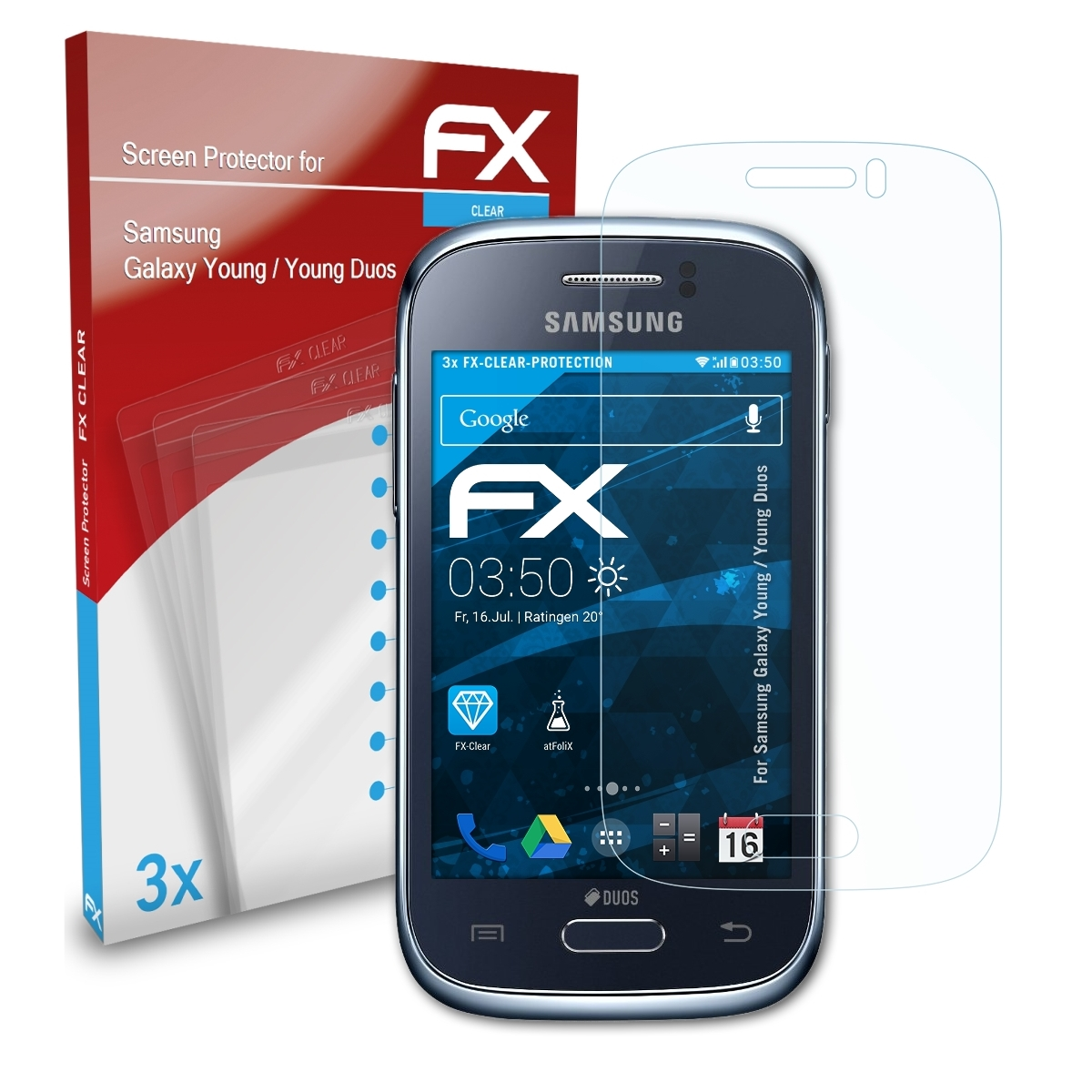 Samsung / FX-Clear Young Displayschutz(für Young Galaxy 3x ATFOLIX Duos)