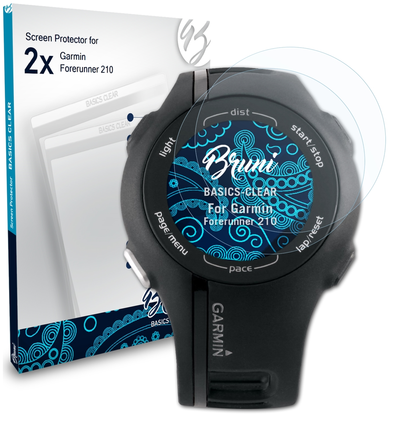 BRUNI 2x Basics-Clear Garmin Schutzfolie(für 210) Forerunner