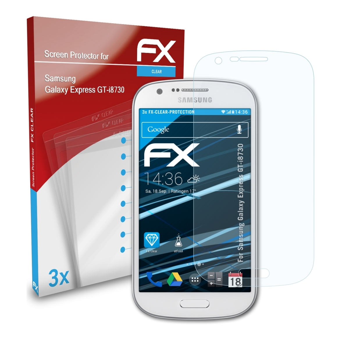 ATFOLIX FX-Clear Samsung Displayschutz(für Express Galaxy (GT-i8730)) 3x