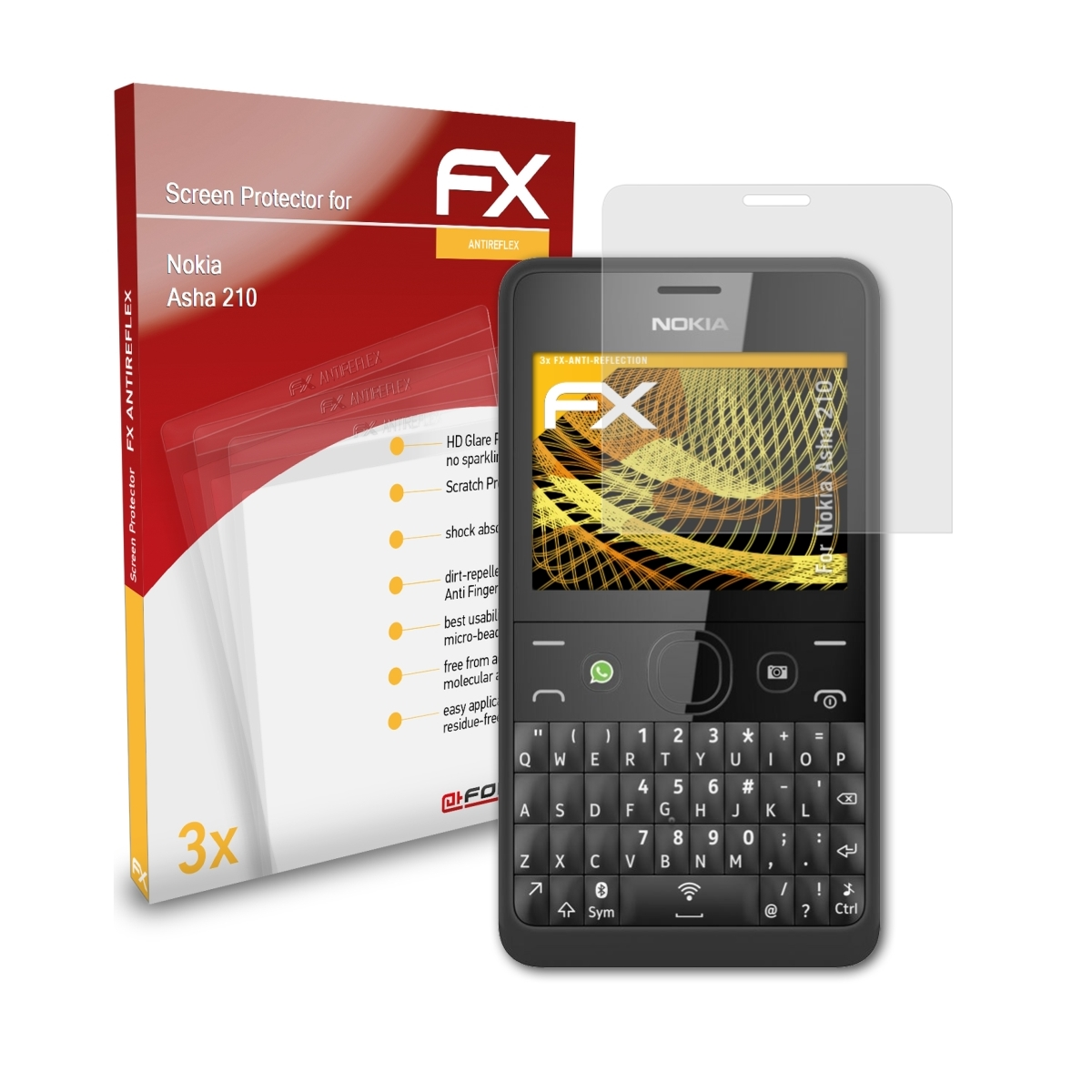 ATFOLIX 3x FX-Antireflex Displayschutz(für Nokia 210) Asha