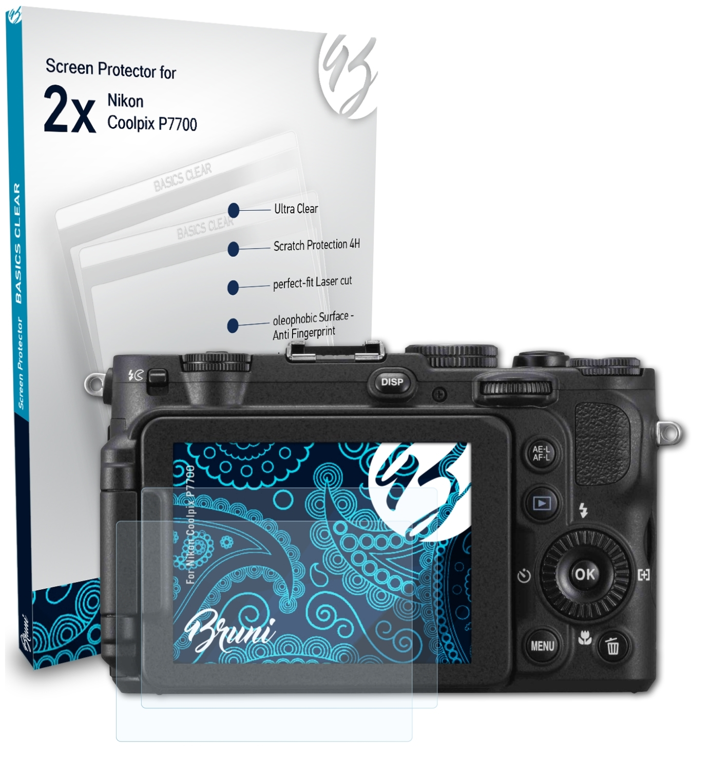 BRUNI 2x P7700) Coolpix Basics-Clear Nikon Schutzfolie(für