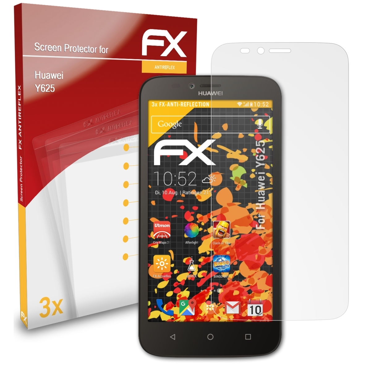 Huawei Y625) 3x ATFOLIX FX-Antireflex Displayschutz(für