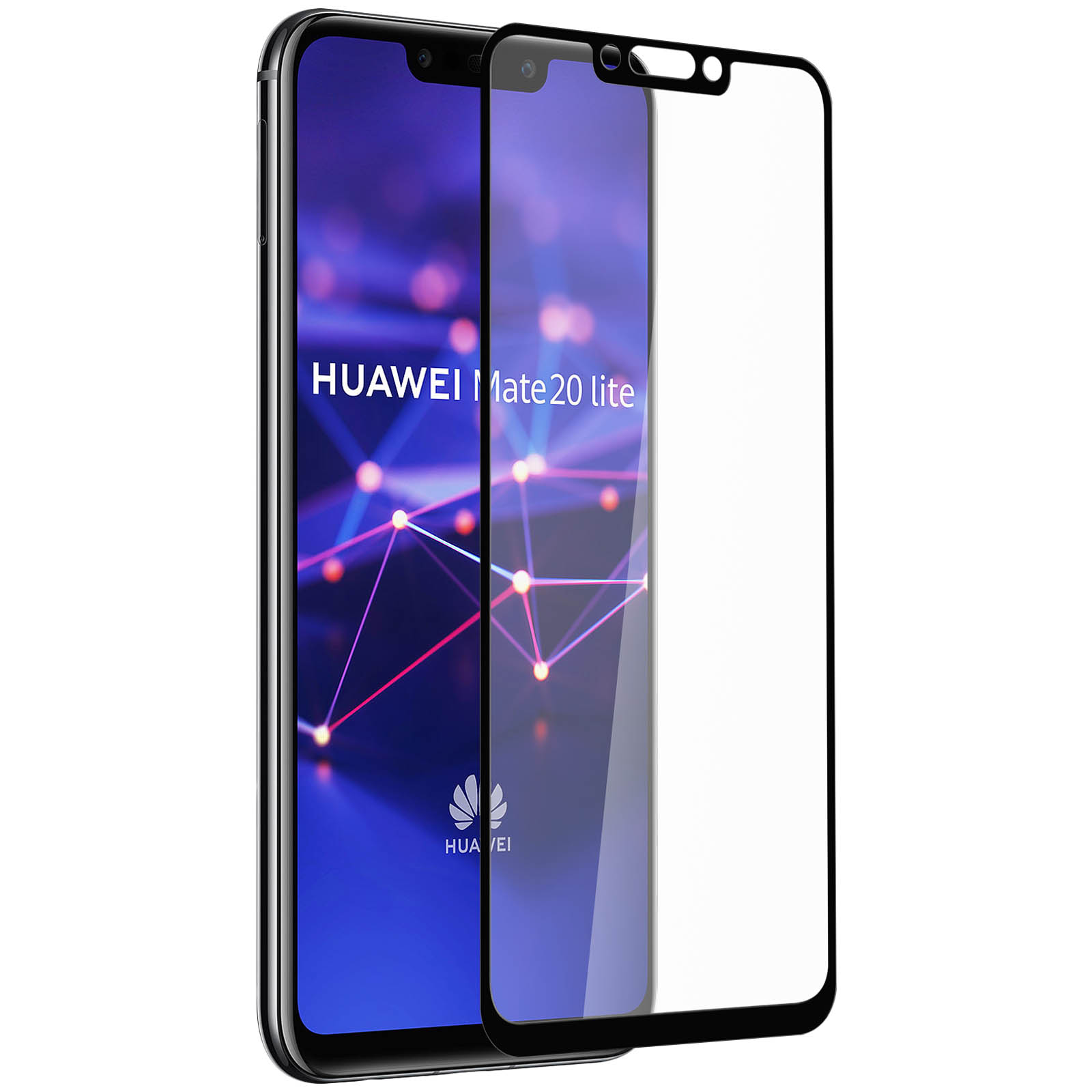 AVIZAR Schutzfolie Gehärtetes Huawei mit P Glas-Folien(für Glas Härtegrad, Plus) 9H Schwarz Smart Rand