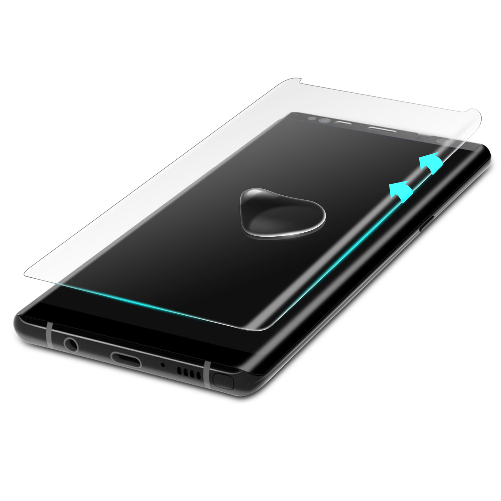 AVIZAR Gehärtetes Samsung Schutzfolie Note mit Glas-Folien(für 9H Glas 8) Galaxy Härtegrad