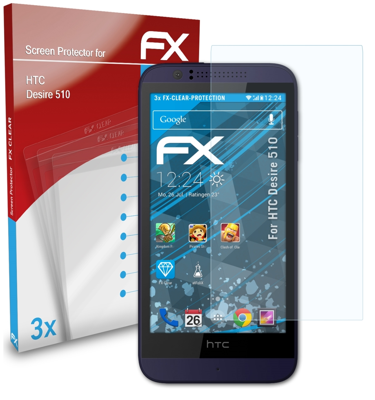ATFOLIX 3x FX-Clear Displayschutz(für Desire 510) HTC