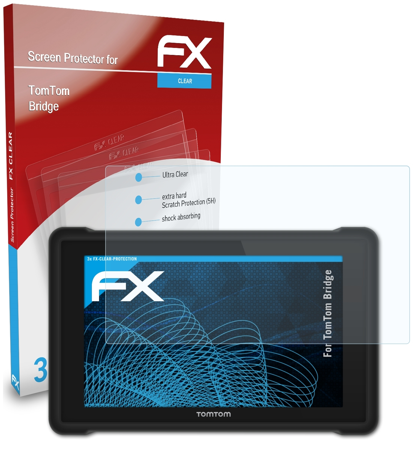 ATFOLIX 3x FX-Clear Displayschutz(für TomTom Bridge)