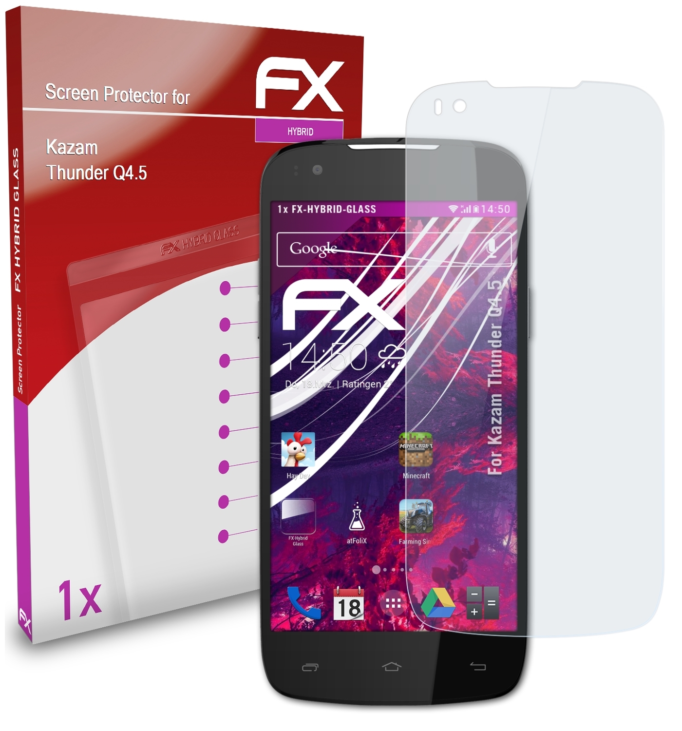 ATFOLIX FX-Hybrid-Glass Schutzglas(für Kazam Q4.5) Thunder