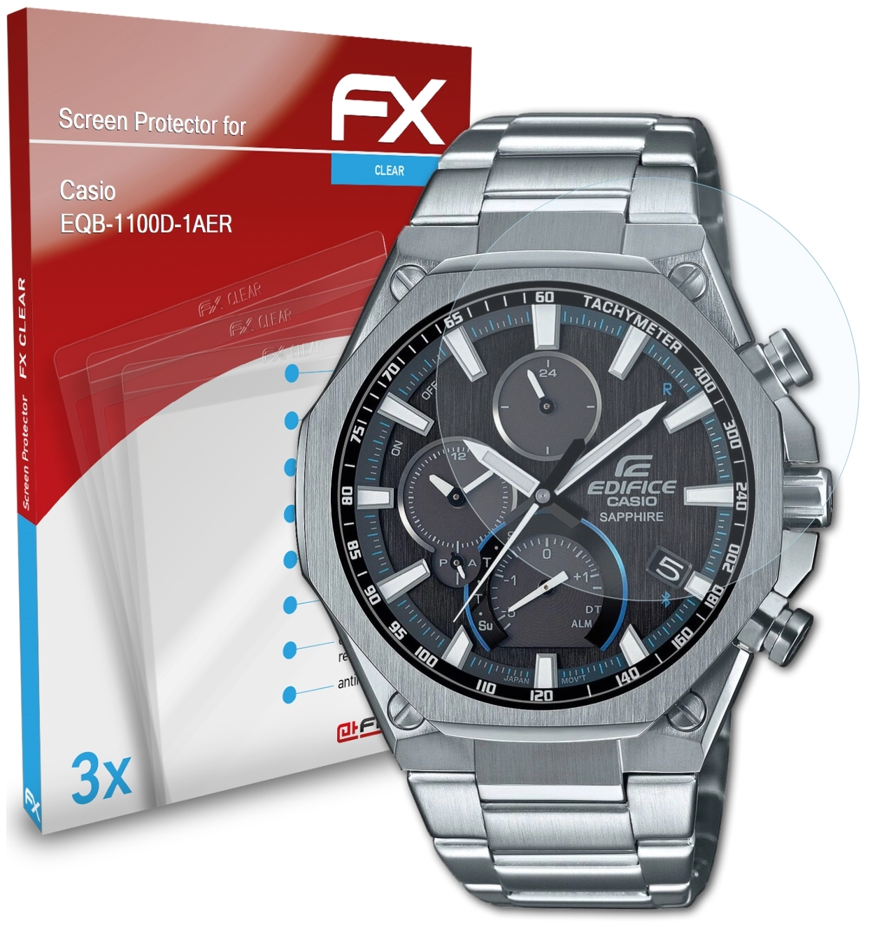 FX-Clear Casio Displayschutz(für 3x ATFOLIX EQB-1100D-1AER)