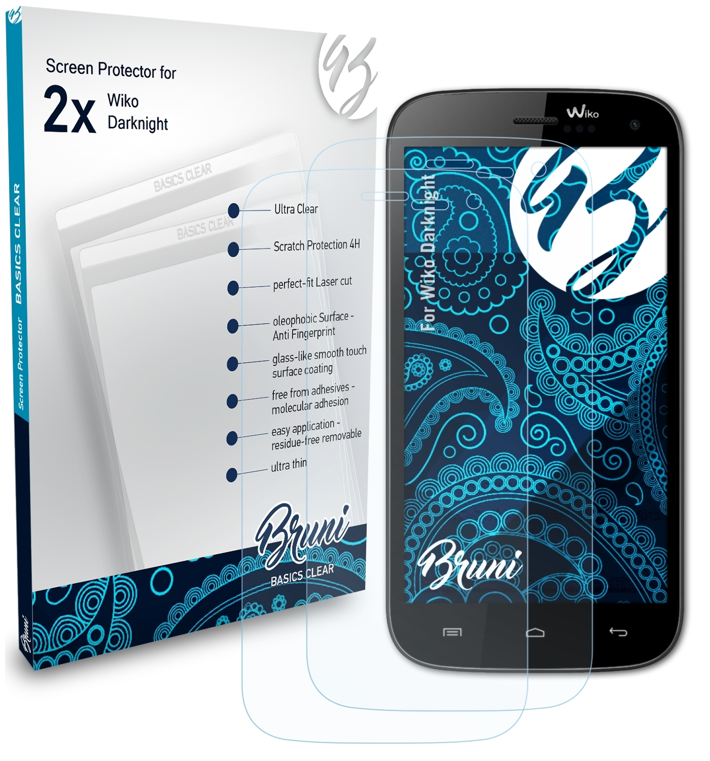 Wiko Schutzfolie(für 2x Basics-Clear Darknight) BRUNI