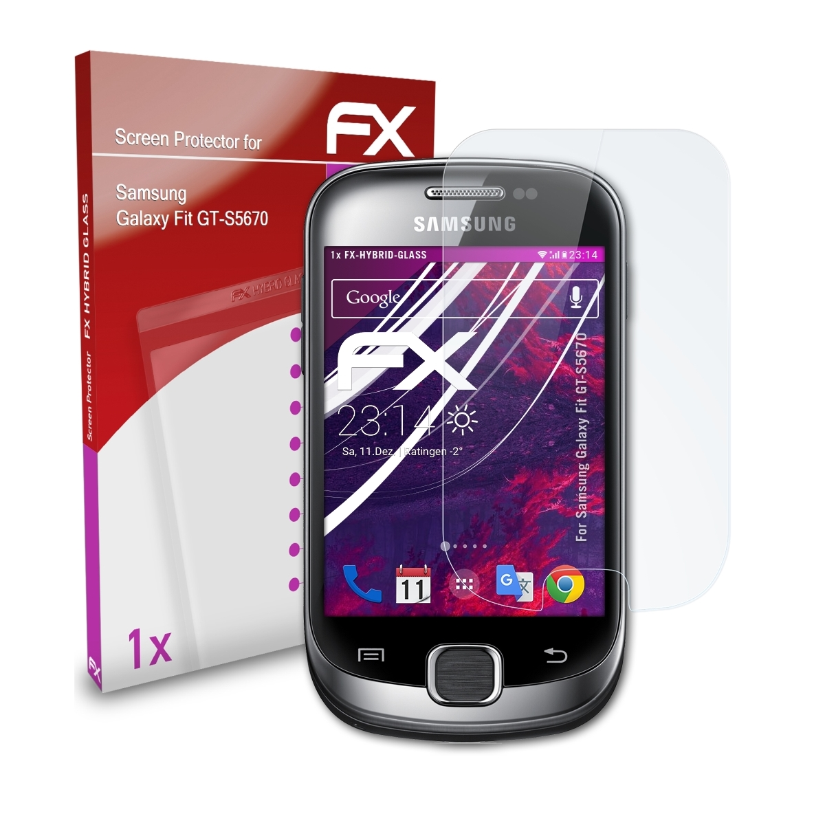 ATFOLIX FX-Hybrid-Glass Schutzglas(für Samsung Galaxy (GT-S5670)) Fit