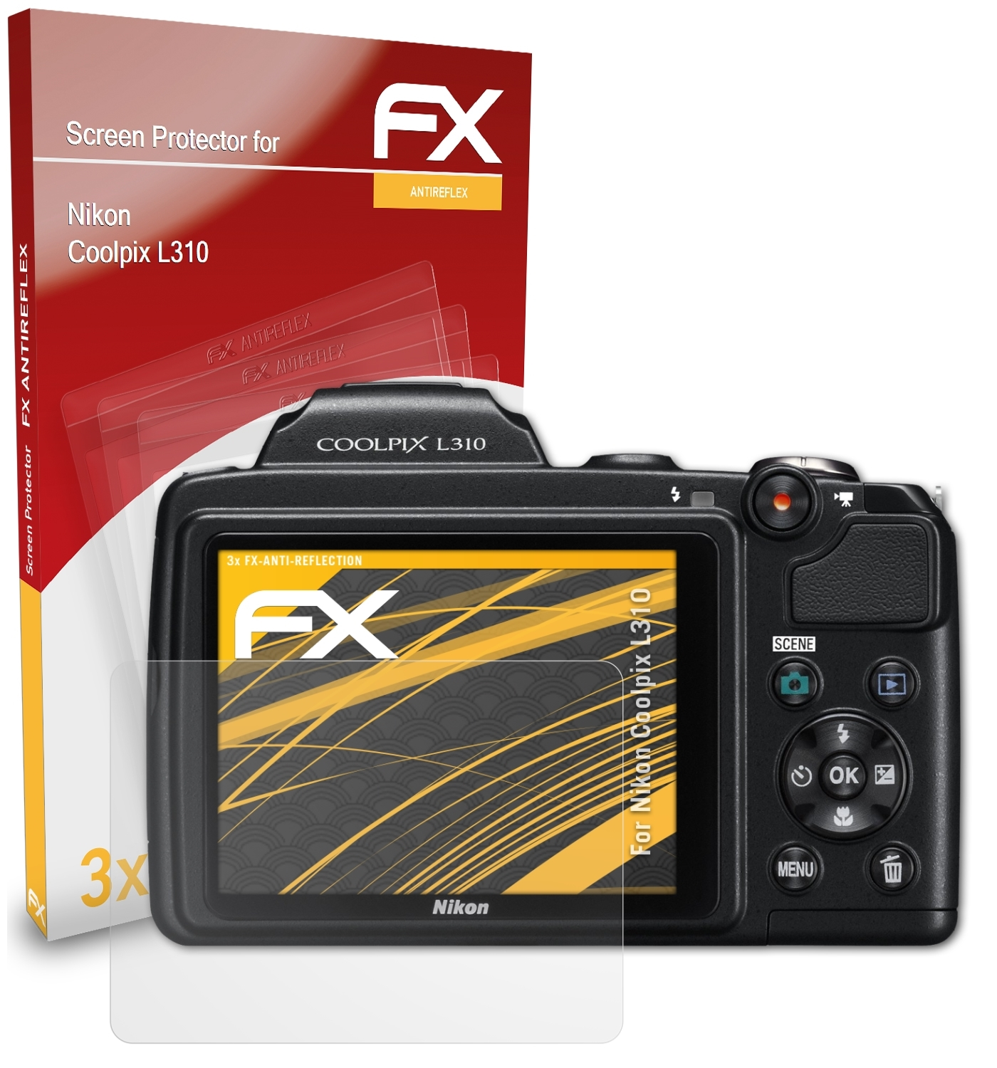 L310) Coolpix Nikon 3x FX-Antireflex Displayschutz(für ATFOLIX