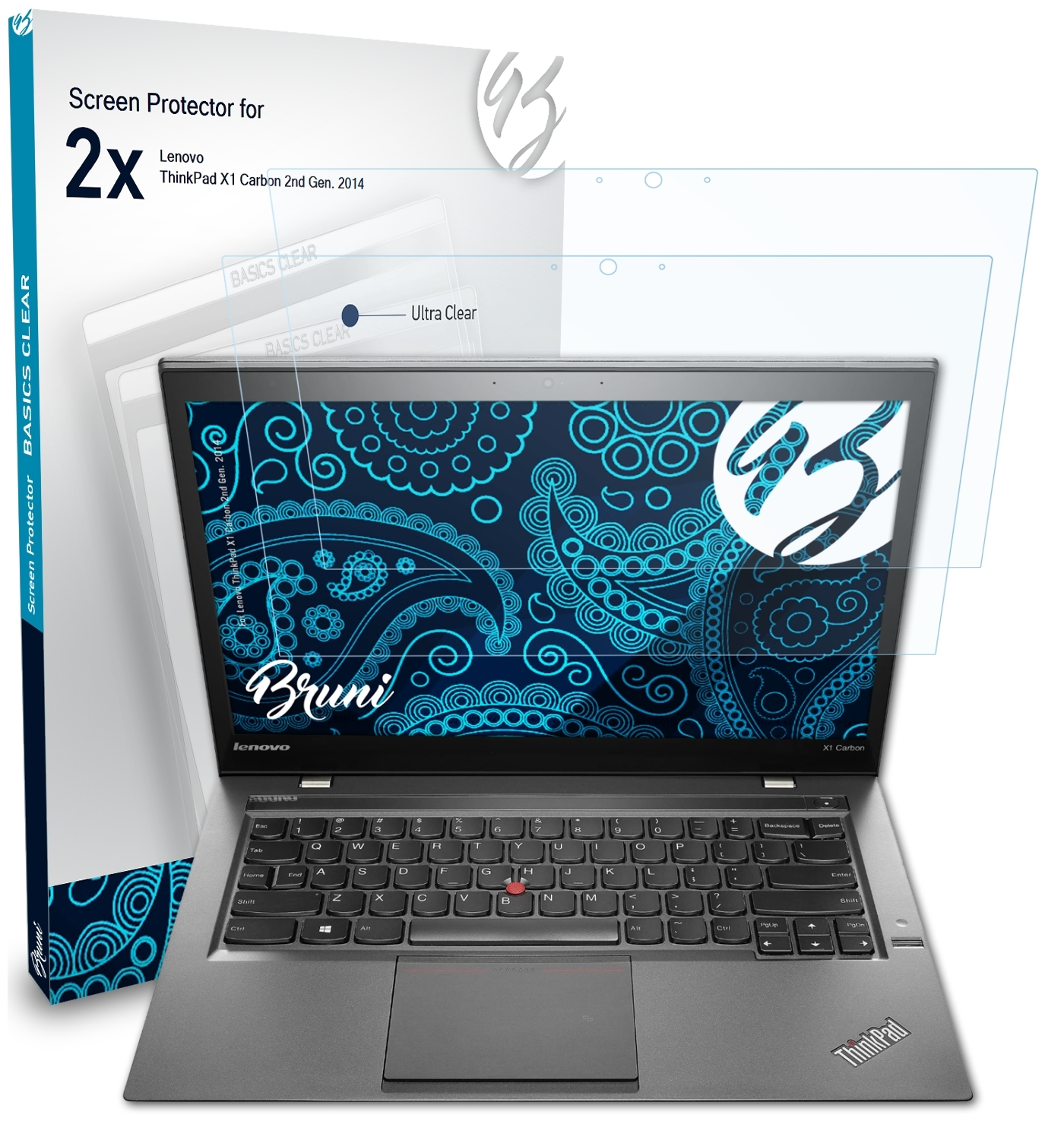 X1 (2nd BRUNI Carbon Basics-Clear 2x Schutzfolie(für 2014)) Lenovo Gen. ThinkPad