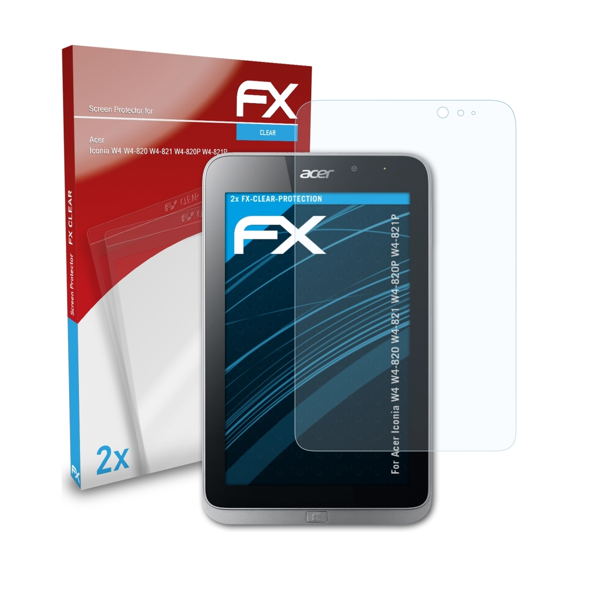 ATFOLIX 2x FX-Clear Acer Iconia (W4-820 W4-821P)) W4-821 W4 W4-820P Displayschutz(für