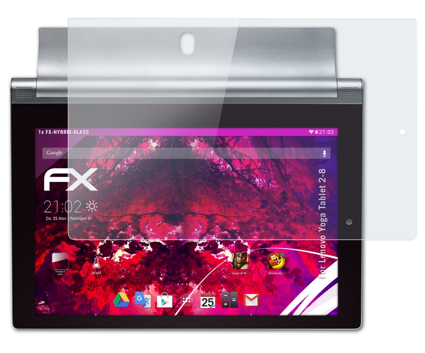 ATFOLIX FX-Hybrid-Glass Schutzglas(für Lenovo Yoga Tablet 2-8)