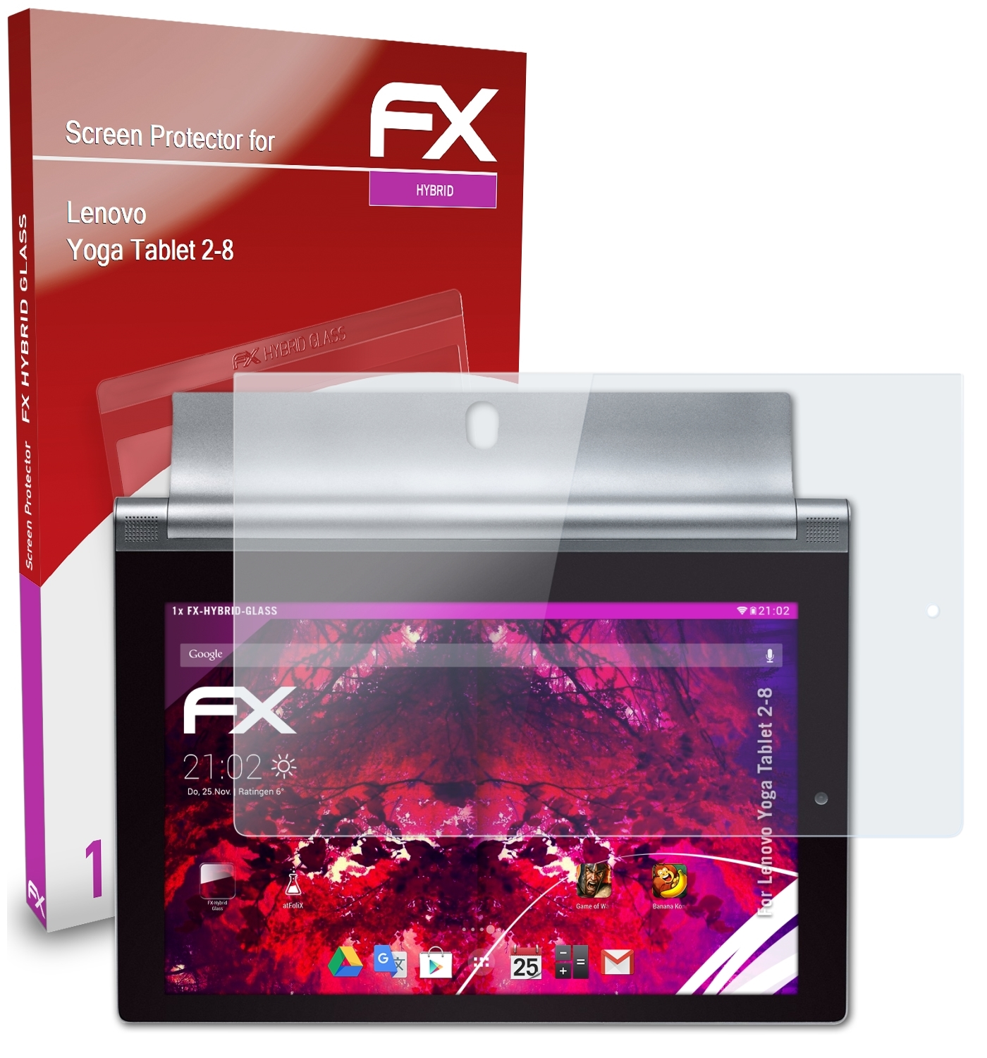 2-8) Lenovo Schutzglas(für Yoga ATFOLIX FX-Hybrid-Glass Tablet