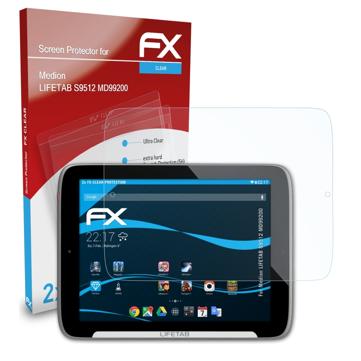 2x ATFOLIX Displayschutz(für FX-Clear LIFETAB Medion (MD99200)) S9512
